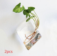 Fashion Wall Hanging Glass Flower Vase Terrarium Wall Fish Tank Aquarium Container Flower Planter Pots Home Garden Decoration