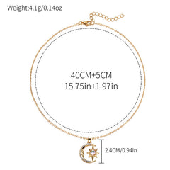 Fashion Jewelry Fashion Moon Star Zircon Pendant Necklace Stainless Steel Light Luxury Choker Jewelry Party Gifts For Women Girls