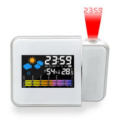 LED Alarm Projection Clock Thermometer Hygrometer Wireless Weather Station Digital Watch Snooze Desk Table Project Radio Clock