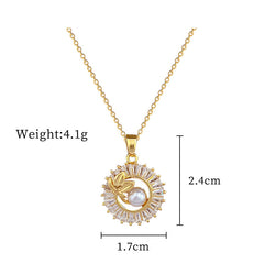 Fashion Jewelry Square Full Diamond Personalized Round Ring Leaves Necklace And Earrings Suite