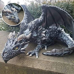 Garden Statue Big Squatting Dragon Sculpture Dragon Guardian Resin Garden Dragon Statues Outdoor Crafts Ornaments