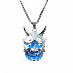 Men's Ghost Mask Luminous Pendant Titanium Steel Necklace Halloween Necklace