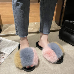 New Women's Home Slippers Winter Warm Shoes Indoor Plush Slippers Fluffy Female Flat Fur Shoes For Ladies Soft Slippers