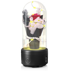 Creative 2 In 1 Bouquet LED Light And Bluetooth Speaker Mother's Day Gift Rose Luminous Night Light Ornament In Glass Cover