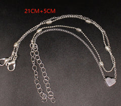 Double-layered anklet Retro beach ball chain heart-shaped anklet