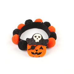 Halloween Pet Fur Ball Collar Pumpkin Accessories